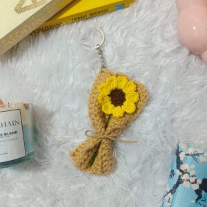 crochet sunflower keyring